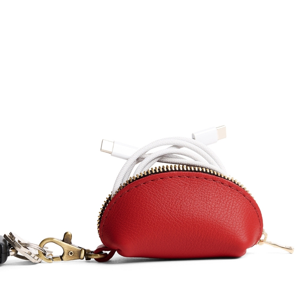 Portland leather Taco Keychain, Poppy red